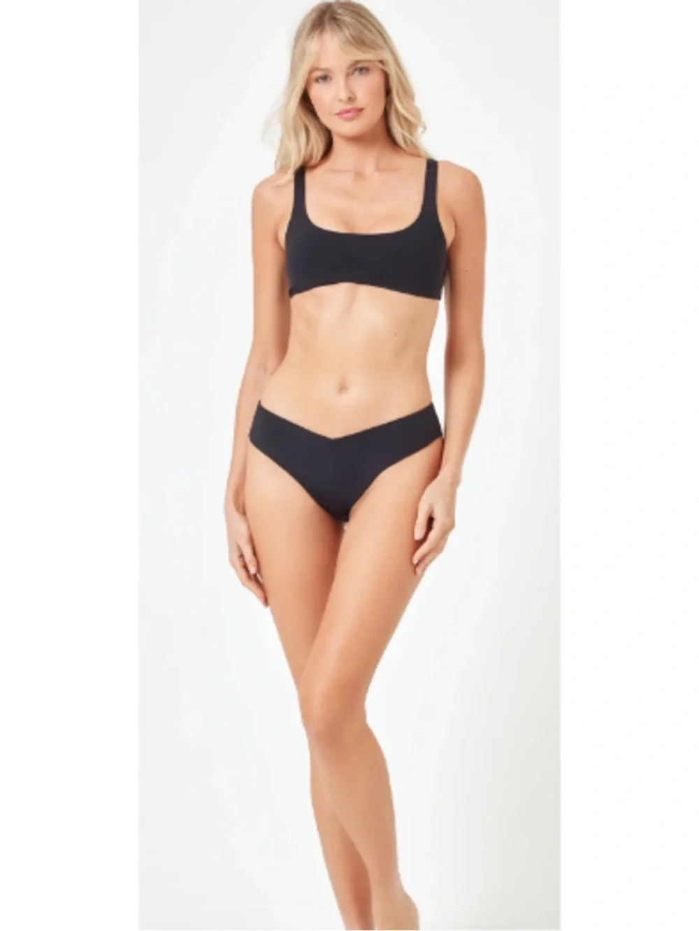 L*Space Bikini Set Prince Top & Ella Tanga Bottom XL Black Resortwear Swimwear